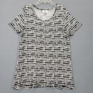 Old Navy Black White Striped Shirt Classic Short Sleeves Round Neck Tee Womens S